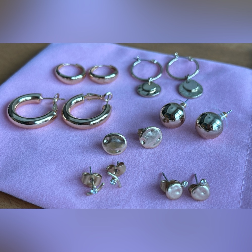 Gold Earring Set - Set of 7 Pairs